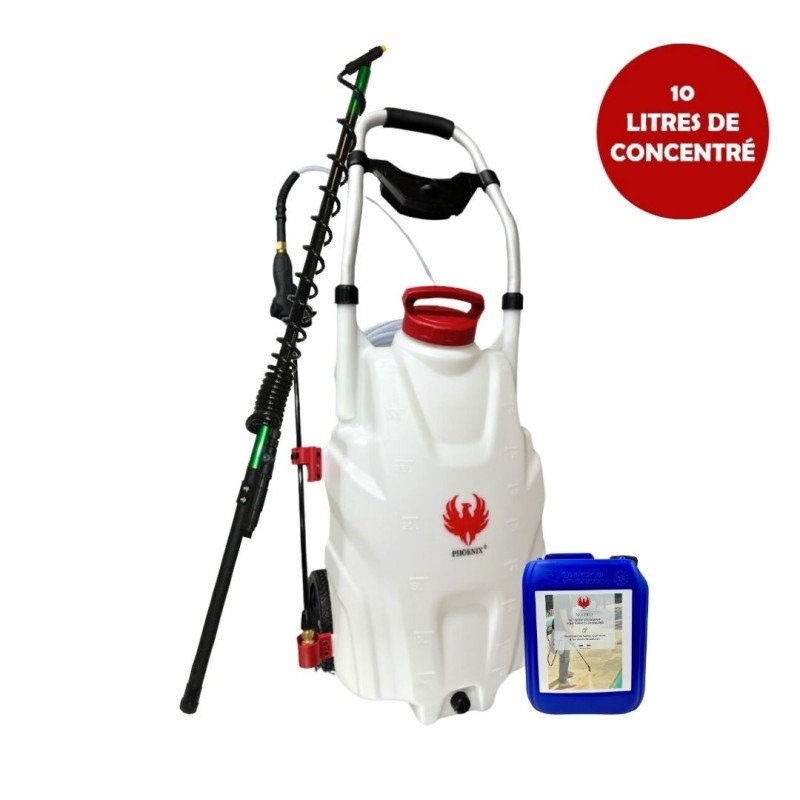 Pulverisateur électrique PRO SPRAYER PHOENIX 2 Batteries + Perche Télescopique 5,4 mètres + Nettoyant Extérieures 10 L