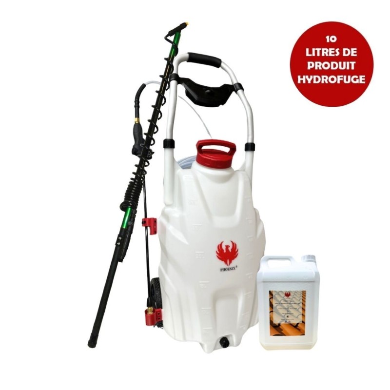 Pulverisateur électrique PRO SPRAYER PHOENIX 2 Batteries + Perche Télescopique 5,4 mètres + Produit Hydrofuge 10 L
